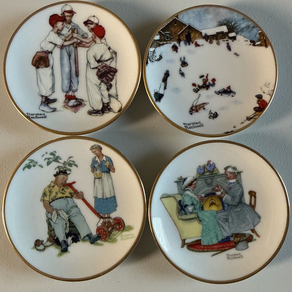 The Norman Rockwell Four Seasons Mini Plate Collection Set Of 4